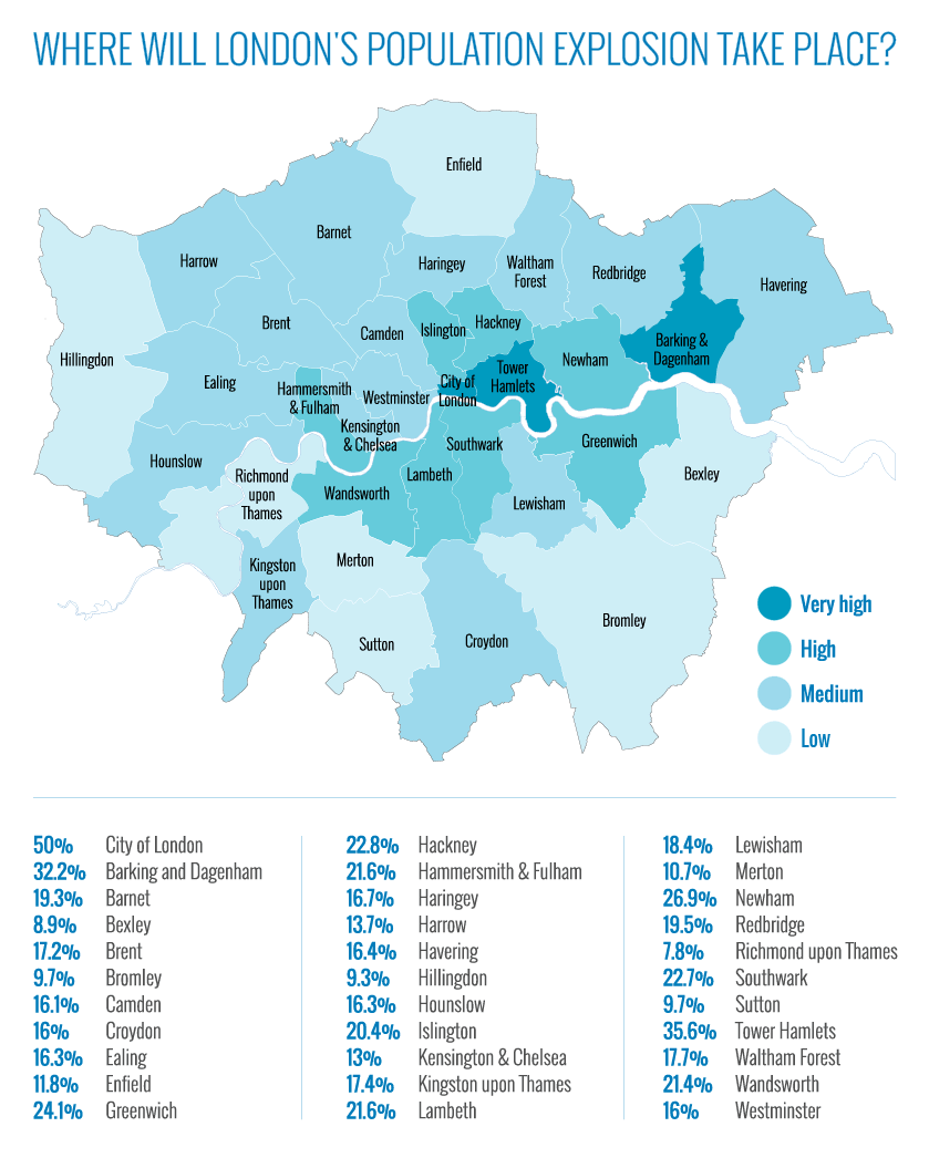 London's population explosion mapped Which borough will grow the most
