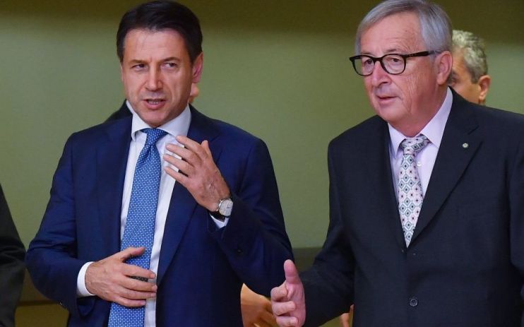 Giuseppe Conte with Jean-Claude Juncker. Italian bonds rally amid hopes EU will halt deficit crackdown