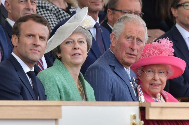 Emmanuel Macron and Theresa May join Prince Charles and Queen Elizabeth II to commemorate the 75th anniversary of the D-Day landings in France
