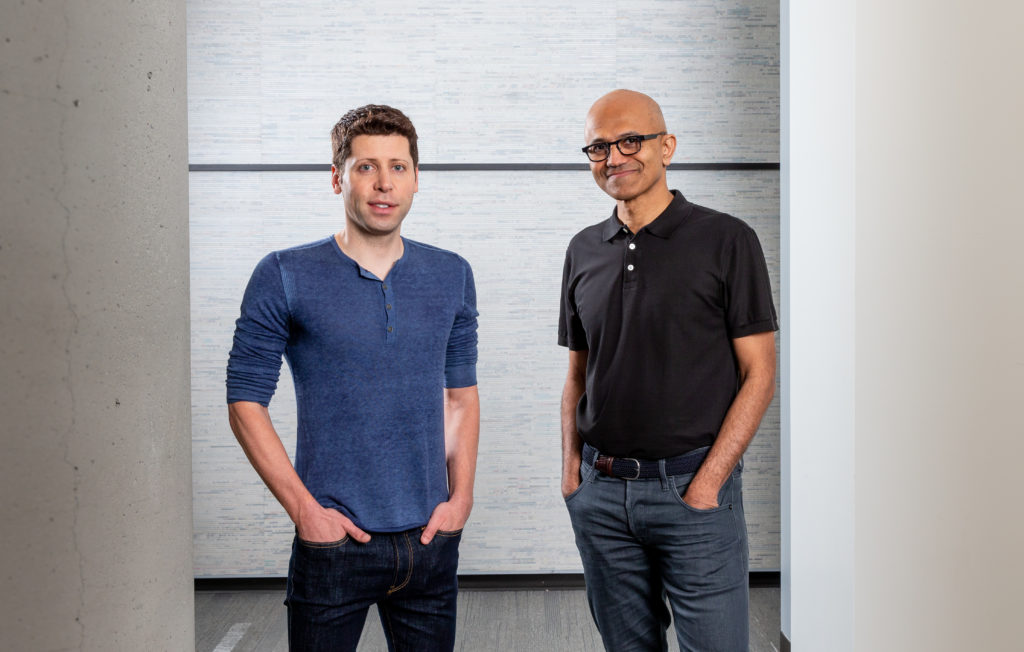 OpenAI CEO Sam Altman (left) stands with Microsoft CEO Satya Nadella (Source: Microsoft)
