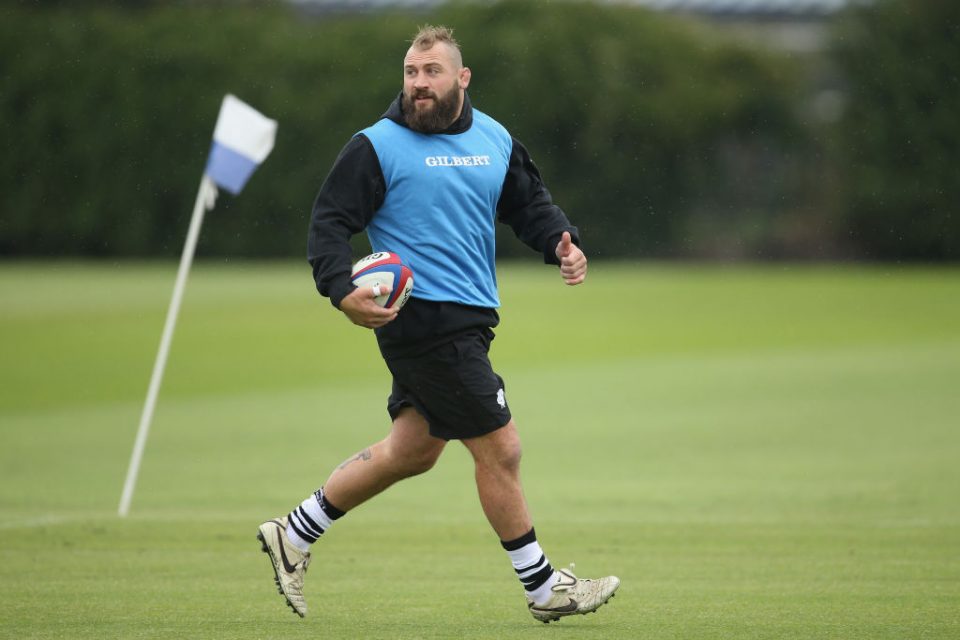 LONDON, ENGLAND - MAY 29: Joe Marler of the Barbarians runs with the ball during a Barbarians training session on May 29, 2019 in London, England. The Barbarians face England at Twickenham on Sunday June 2, 2019. (Photo by Steve Bardens/Getty Images for Barbarians)