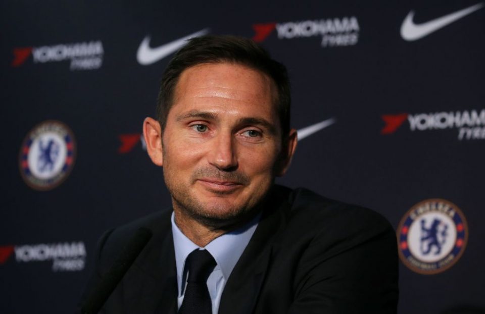 Chelsea's newly appointed English head coach Frank Lampard attends his unveiling press conference at Stamford Bridge in London on July 4, 2019. - Frank Lampard was appointed Chelsea head coach on Thursday, confirming a dramatic return for one of the club's greatest ever players. Lampard has signed a three-year contract with the Premier League club, where he spent 13 years and became the team's all-time leading scorer with 211 goals. (Photo by ISABEL INFANTES / AFP)        (Photo credit should read ISABEL INFANTES/AFP/Getty Images)