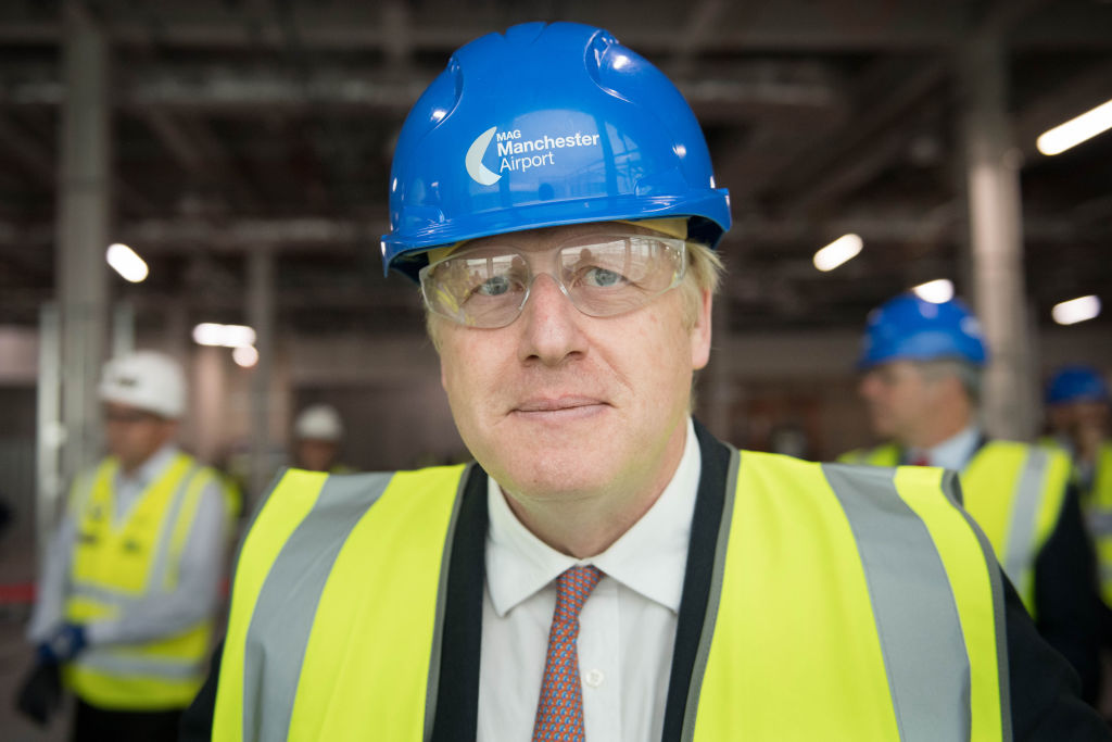 MANCHESTER, ENGLAND - JULY 9: Conservative Party leadership candidate Boris Johnson during a visit to construction work for the expansion of Terminal Two at Manchester Airport on July 9, 2019 in Manchester, England. Boris Johnson and Jeremy Hunt are the final two MPs left in the contest to replace Theresa May as leader of the Conservative Party. The winner will be announced on July 23rd, 2019 and will also take up the post of Prime Minister of the UK and Northern Ireland. (Photo by Stefan Rousseau - WPA Pool / Getty Images)