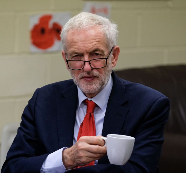 HARTLEPOOL, ENGLAND - JUNE 27: Labour Party Leader Jeremy Corbyn meets military personnel at the Heugh Battery Museum on Hartlepool Headland as he announces a package of measures that the Labour Party would introduce to support armed forces personnel and veterans on June 27, 2019 in Hartlepool, England. The visit came ahead of Armed Forces Day and Mr Corbyn announced Labour’s five pledges that aim to support armed forces and their families. The five pledges are; Fair Pay. Decent housing for forces and their families. A voice for servicemen and women. Bring an end to privatisation. Support for forces children. (Photo by Ian Forsyth/Getty Images)