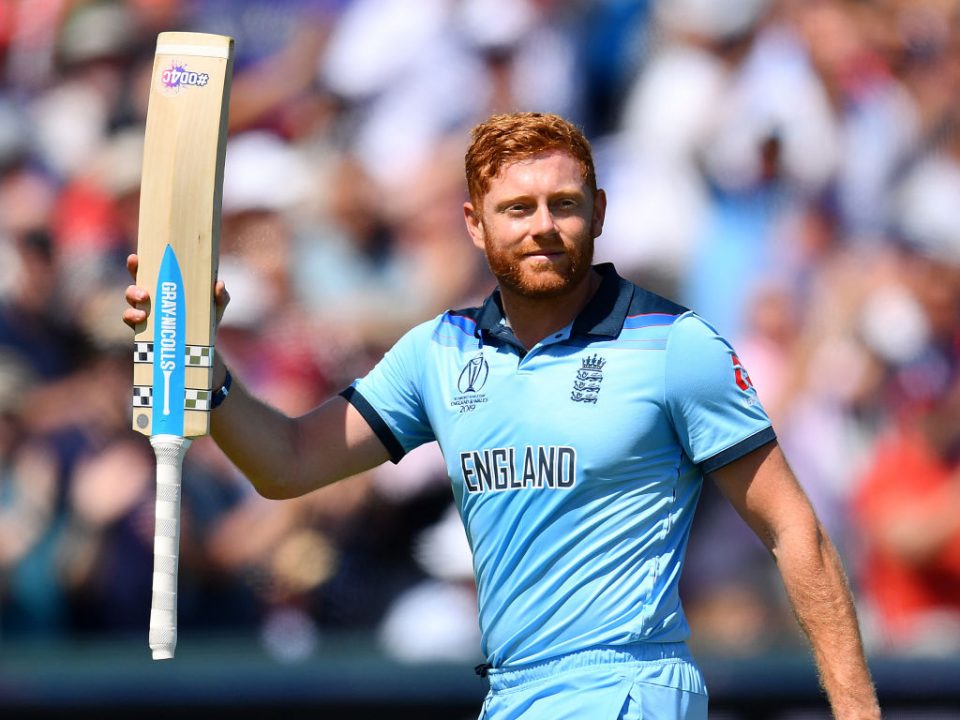 CHESTER-LE-STREET, ENGLAND - JULY 03:  Jonny Bairstow of England acknowledges the crowd as he walks off after scoring his century during the Group Stage match of the ICC Cricket World Cup 2019 between England and New Zealand at Emirates Riverside on July 03, 2019 in Chester-le-Street, England. (Photo by Clive Mason/Getty Images)