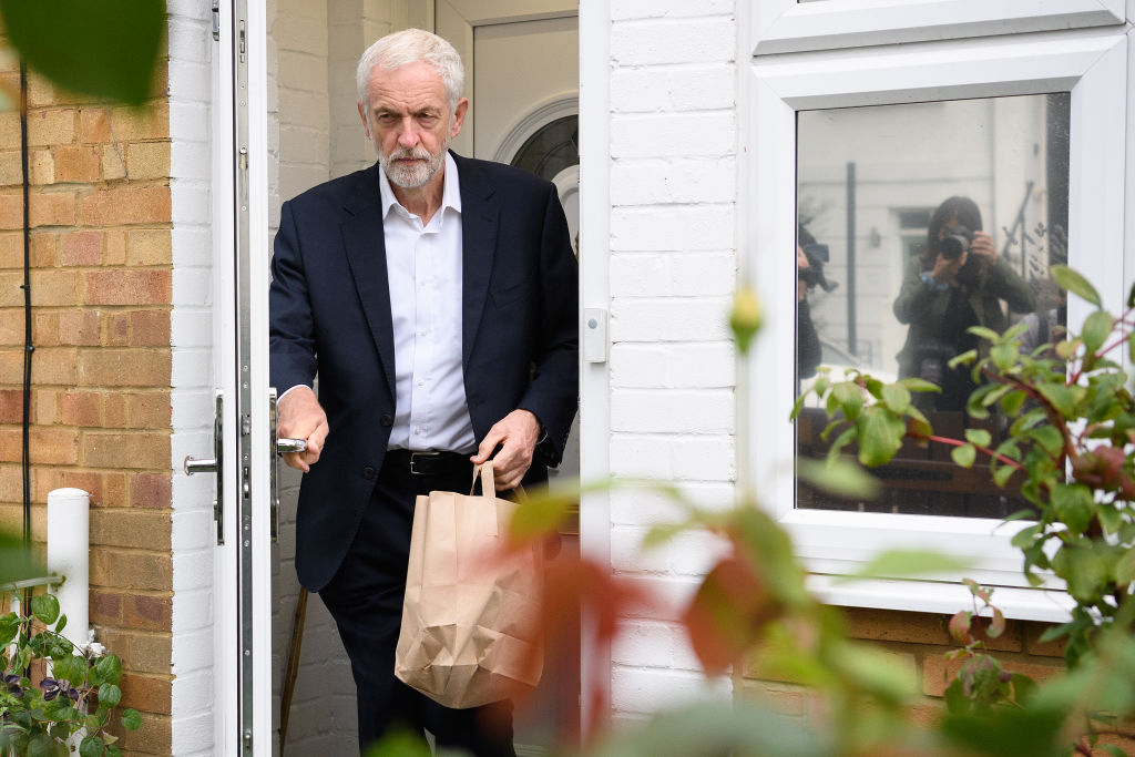 LONDON, ENGLAND - JULY 10: Labour Party leader Jeremy Corbyn leaves his home on July 10, 2019 in London, England. A BBC documentary is set to be broadcast later today which details an investigation into allegations of anti-semitism within the party. (Photo by Leon Neal/Getty Images)