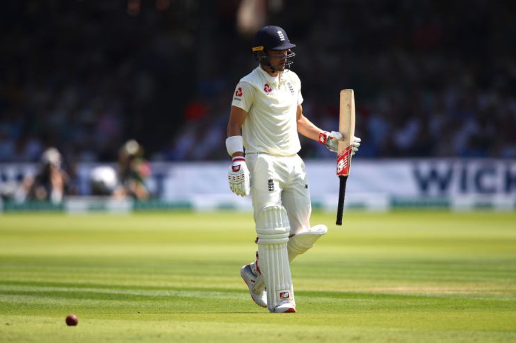 LONDON, ENGLAND - JULY 25: Rory Burns of England walks off after losing his wicket during day two of the Specsavers Test Match between England and Ireland at Lord's Cricket Ground on July 25, 2019 in London, England. (Photo by Julian Finney/Getty Images)