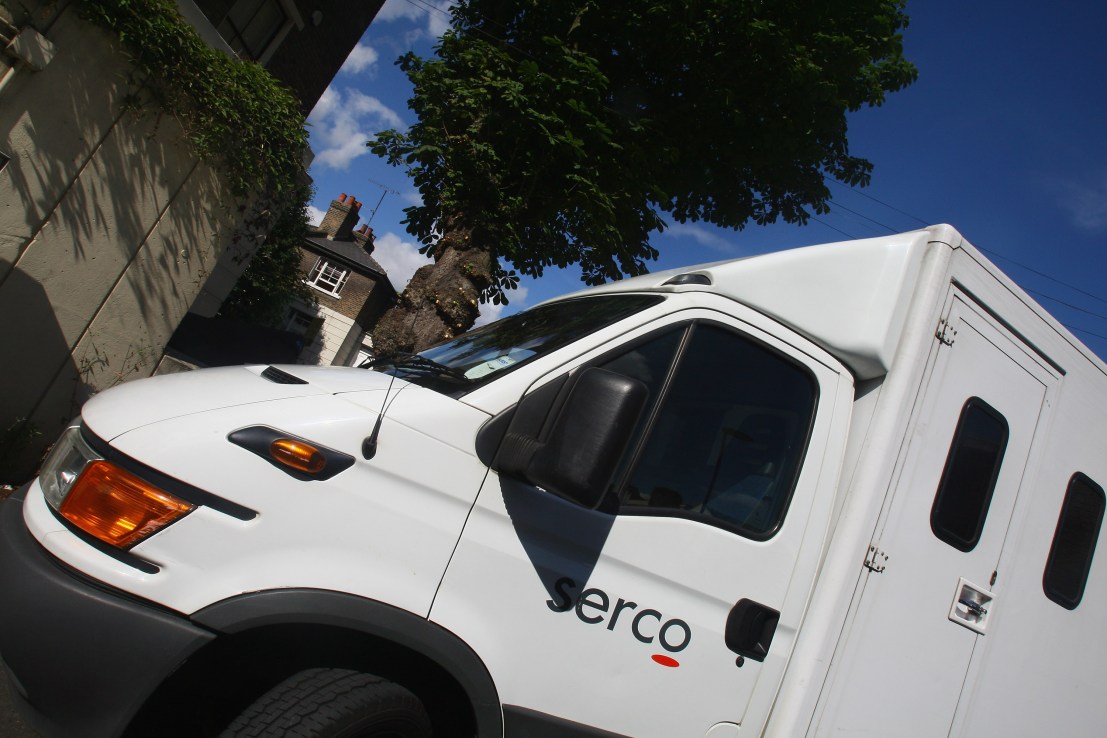 LONDON - JULY 04:  A Serco van used to transport defendants arrives at Highbury Corner Magistrates Court on July 4, 2008 in London, England. Ben Kinsella, the brother of soap actor Brooke Kinsella, was fatally wounded in a knife attack, making him the 17th teenager to have been murdered in London this year. 3 teenagers aged 18 and 19 are appearing at Highbury Magistrates Court today charged with the murder of Ben Kinsella.  (Photo by Daniel Berehulak/Getty Images)