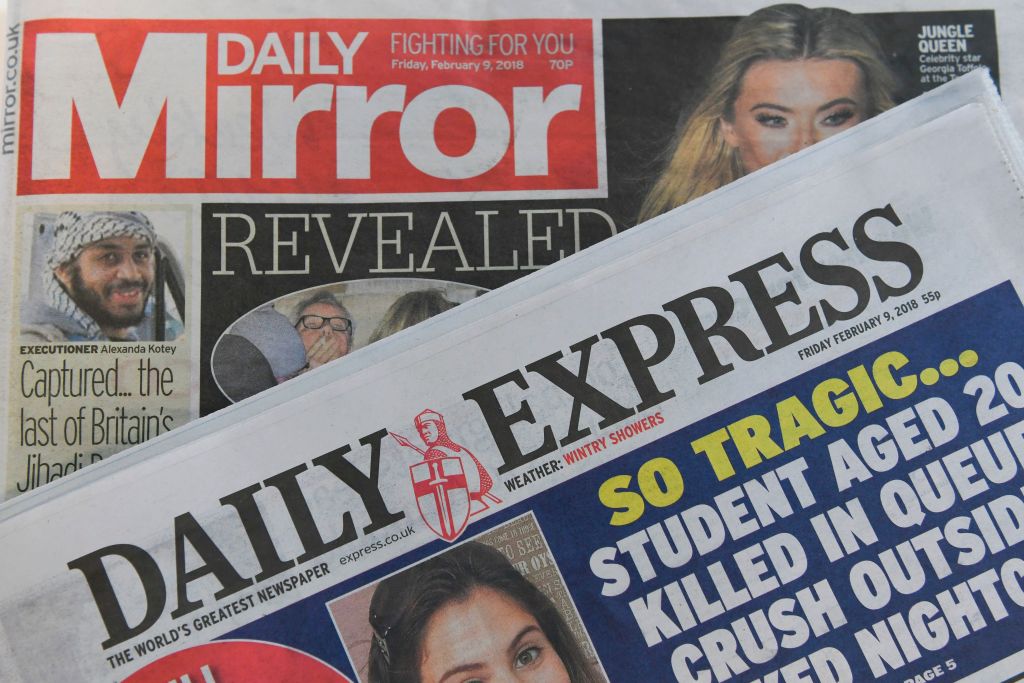 Digital revenue was down 13.7 per cent for the owner of the Daily Mirror and OK! magazine Reach in its third quarter, as the group grapples with tepid advertiser demand./ AFP PHOTO / Daniel SORABJI        (Photo credit should read DANIEL SORABJI/AFP/Getty Images)