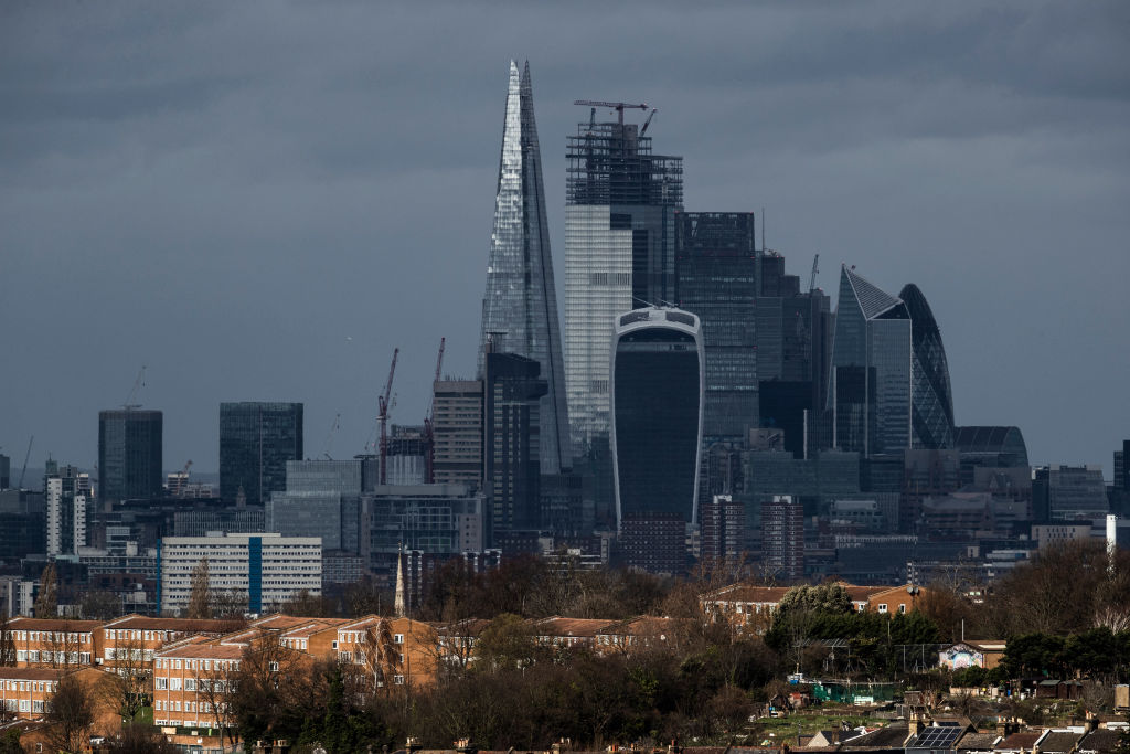 LONDON, ENGLAND - MARCH 7: A general view over the City of London skyline including the Shard, and the 'Square Mile' on March 7, 2019 in London, England. (Photo by Dan Kitwood/Getty Images)