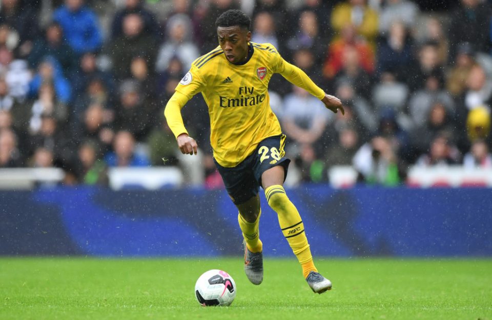 NEWCASTLE UPON TYNE, ENGLAND - AUGUST 11: Arsenal player  Joe Willock in action during the Premier League match between Newcastle United and Arsenal FC at St. James Park on August 11, 2019 in Newcastle upon Tyne, United Kingdom. (Photo by Stu Forster/Getty Images)