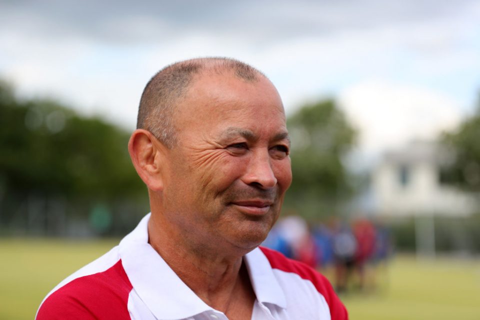 BRISTOL, ENGLAND - AUGUST 12: Eddie Jones, Head Coach of England looks on during the England Rugby World Cup squad announcement at Blaise High School on August 12, 2019 in Bristol, England. (Photo by Dan Mullan/Getty Images)