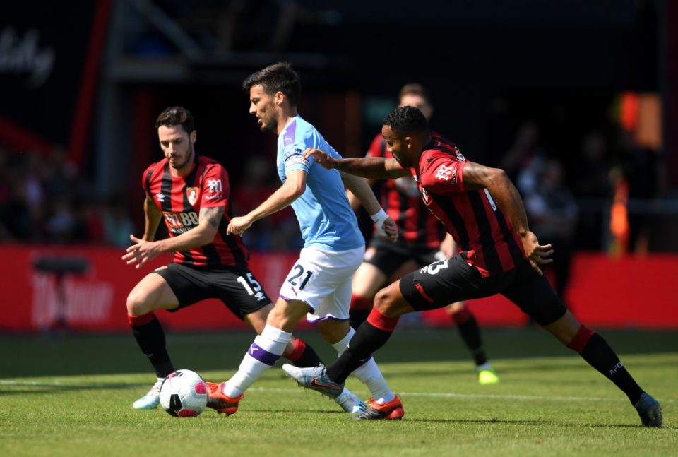 BOURNEMOUTH, ENGLAND - AUGUST 25: David Silva of Manchester City controls the ball during the Premier League match between AFC Bournemouth and Manchester City at Vitality Stadium on August 25, 2019 in Bournemouth, United Kingdom. (Photo by Mike Hewitt/Getty Images)