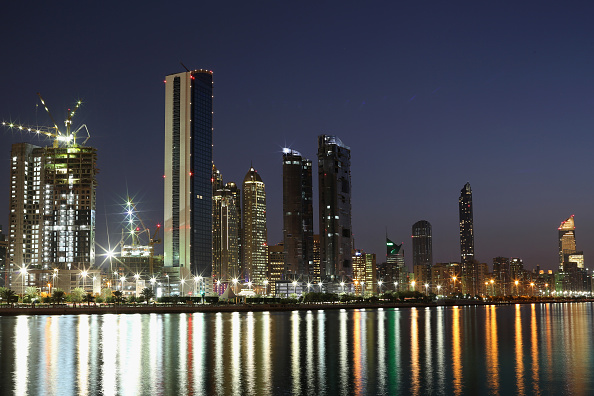 ABU DHABI, UNITED ARAB EMIRATES - FEBRUARY 05:  A general view of the city skyline from Dhow Harbour on February 5, 2015 in Abu Dhabi, United Arab Emirates. Abu Dhabi is the capital of the United Arab Emirates and the second most populous city after Dubai with a population of around two million people.  (Photo by Dan Kitwood/Getty Images)