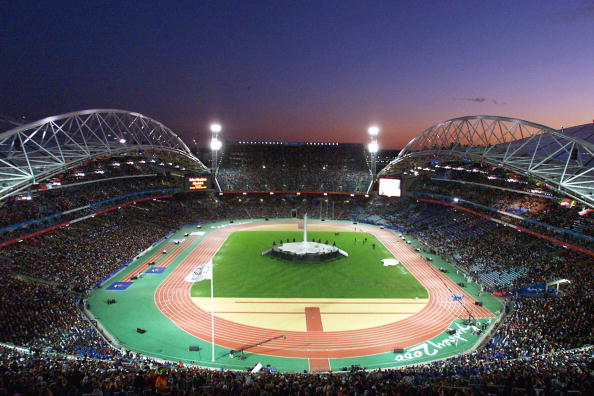 SYDNEY, AUSTRALIA:  More than 100,000 people are gathered at the Olympic Stadium for the closing ceremonies of the Sydney Olympic Gaems 01 October, 2000. AFP PHOTO GREG WOOD (Photo credit should read GREG WOOD/AFP/Getty Images)