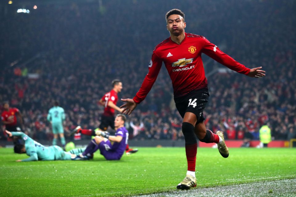 MANCHESTER, ENGLAND - DECEMBER 05:  Jesse Lingard of Manchester United celebrates after scoring his team's second goal during the Premier League match between Manchester United and Arsenal FC at Old Trafford on December 5, 2018 in Manchester, United Kingdom.  (Photo by Clive Brunskill/Getty Images)