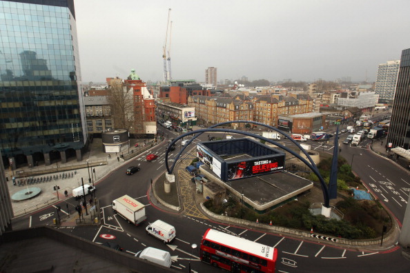 LONDON, ENGLAND - MARCH 15: Vehicles negotiate the Old Street roundabout in Shoreditch, which has been dubbed 'Silicon Roundabout' due to the number of technology companies operating from the area on March 15, 2011 in London, England. The relatively low rental rates and proximity to media and internet companies has made the area close to the roundabout a prime location for IT firms and web entrepreneurs. (Photo by Oli Scarff/Getty Images)