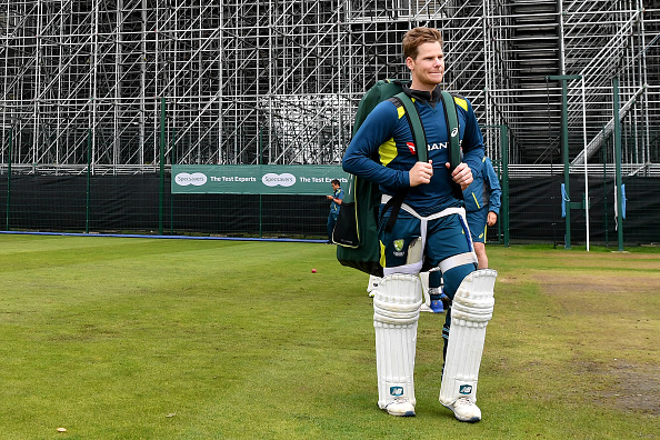 Australia's Steve Smith leaves a training session at Old Trafford in Manchester, north-west England on September 3, 2019 on the eve of the start of the fourth Ashes cricket Test match between England and Australia. (Photo by Paul ELLIS / AFP) / RESTRICTED TO EDITORIAL USE. NO ASSOCIATION WITH DIRECT COMPETITOR OF SPONSOR, PARTNER, OR SUPPLIER OF THE ECB        (Photo credit should read PAUL ELLIS/AFP/Getty Images)