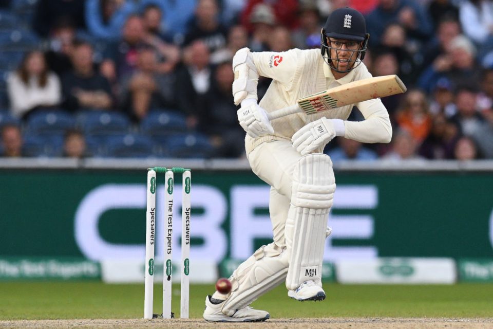 England's Jack Leach sets off for a run during play on the fifth day of the fourth Ashes cricket Test match between England and Australia at Old Trafford in Manchester, north-west England on September 8, 2019. (Photo by Oli SCARFF / AFP) / RESTRICTED TO EDITORIAL USE. NO ASSOCIATION WITH DIRECT COMPETITOR OF SPONSOR, PARTNER, OR SUPPLIER OF THE ECB        (Photo credit should read OLI SCARFF/AFP/Getty Images)