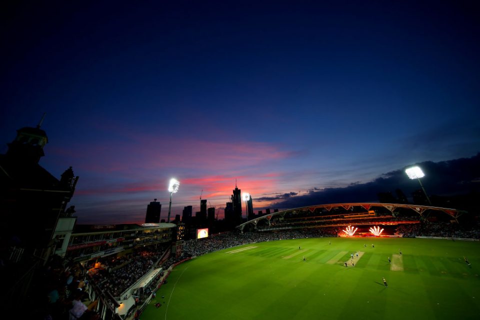 LONDON, ENGLAND - AUGUST 29: A general view of play during the Vitality T20 Blast match between Surrey and Essex Eagles at The Kia Oval on August 29, 2019 in London, England. (Photo by Jordan Mansfield/Getty Images for Surrey CCC)