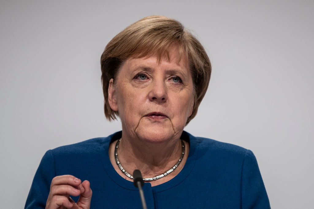BERLIN, GERMANY - SEPTEMBER 20: German Chancellor Angela Merkel attends a press conference following a meeting of the "climate protection" government cabinet commission at the Futurium museum on September 20, 2019 in Berlin, Germany. The commission formulated a policy package on bringing down CO2 emissions in Germany. While Germany has made strong progress in expanding its renewable energy production over the last few decades, the government has come under criticism more recently for failing to do more to bring down greenhouse gas emissions. (Photo by Maja Hitij/Getty Images)