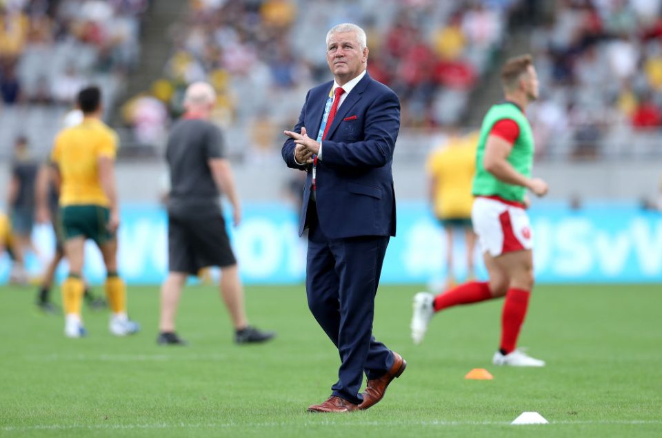 CHOFU, JAPAN - SEPTEMBER 29: Warren Gatland, Head Coach of Wales looks on prior to the Rugby World Cup 2019 Group D game between Australia and Wales at Tokyo Stadium on September 29, 2019 in Chofu, Tokyo, Japan. (Photo by Shaun Botterill/Getty Images)