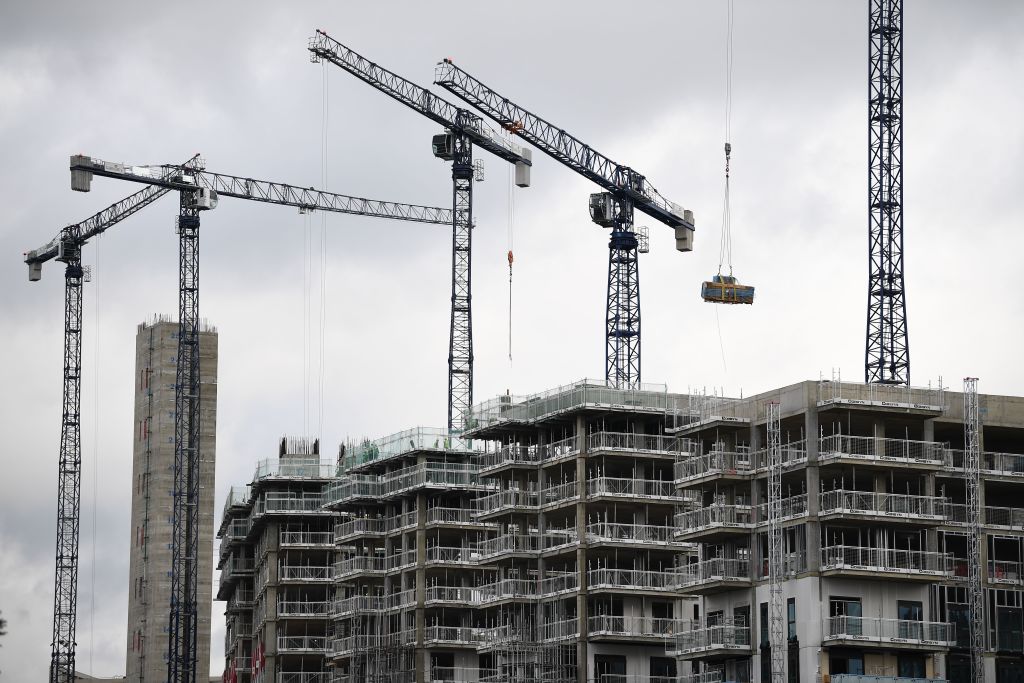 A construction site is pictured near London City Airport in London on August 9, 2019. - Britain's economy unexpectedly shrank in the second quarter of the year on Brexit turmoil, official data showed Friday, placing the country on the verge of recession and sending the pound tumbling to a 2.5-year low. (Photo by Daniel LEAL-OLIVAS / AFP)        (Photo credit should read DANIEL LEAL-OLIVAS/AFP/Getty Images)