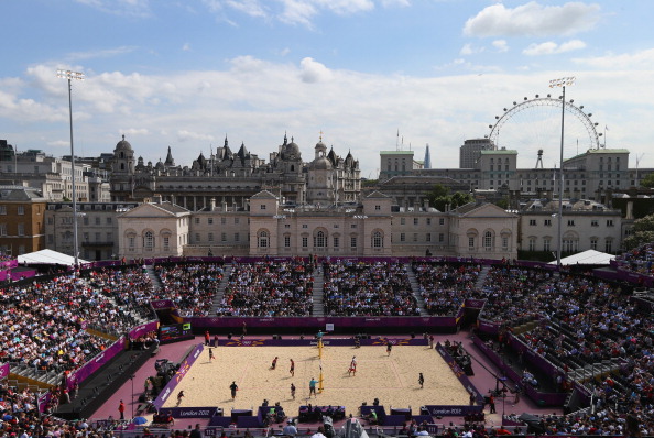 LONDON, ENGLAND - JULY 28: A general view on Day 1 of the London 2012 Olympic Games at Horse Guards Parade on July 28, 2012 in London, England.  (Photo by Ryan Pierse/Getty Images)