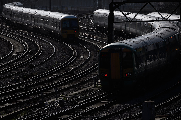 Trains travel on the railway tracks near Victoria Station on February 16, 2018 in London, England.  (Photo by Leon Neal/Getty Images)