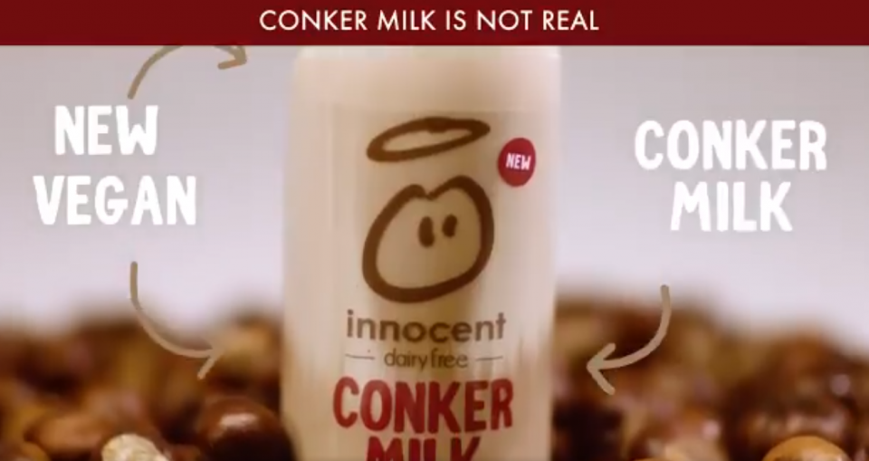 Innocent fake conker milk ad