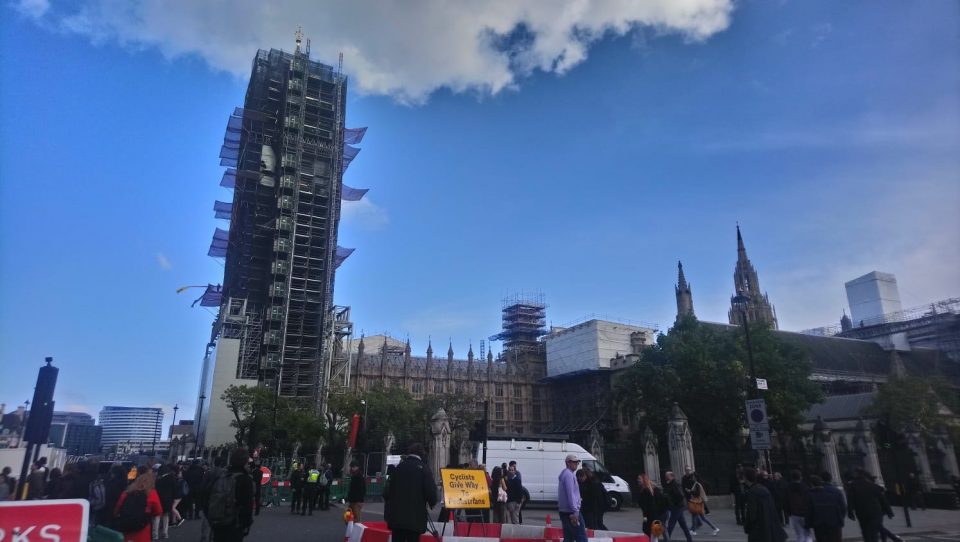 An Extinction Rebellion activist has climbed Big Ben and flown a banner from the scaffolding (Credit: Extinction Rebellion)