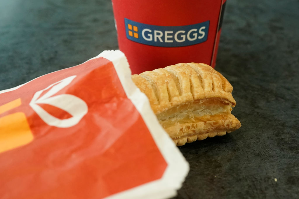 Greggs vegan sausage roll lays on a table 