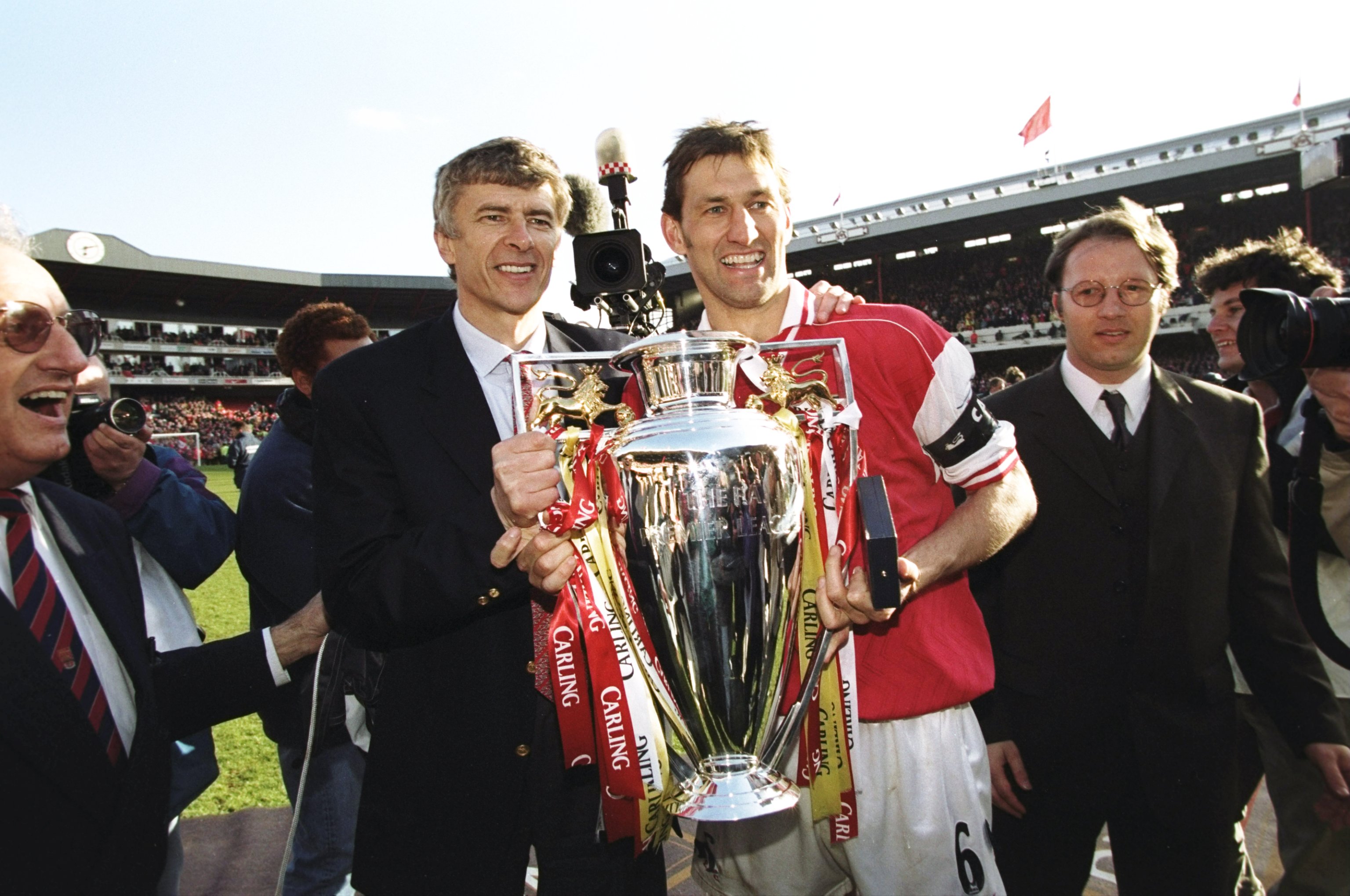 Arsenal manager Arsene Wenger and club captain Tony Adams