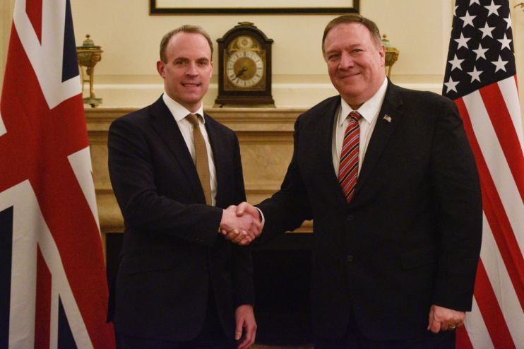 Dominic Raab meets US secretary of state Mike Pompeo