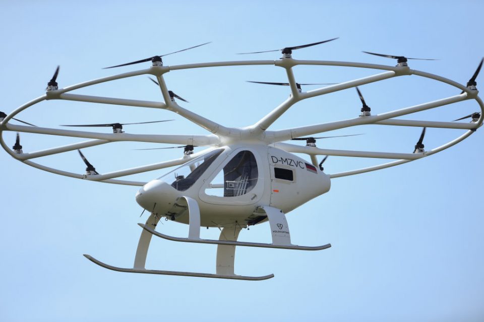 A Volocopter flying taxi in Germany