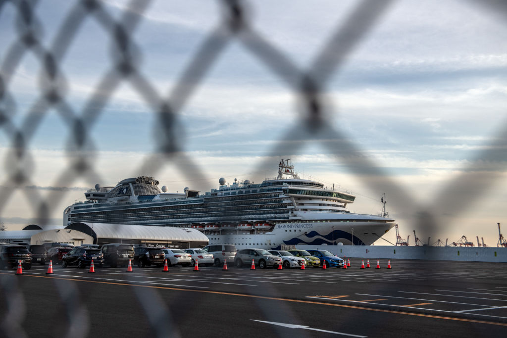 The Diamond Princess cruise ship sits docked at Daikoku Pier in Yokohama, Japan after a number of the 3,700 people on board were confirmed to have coronavirus