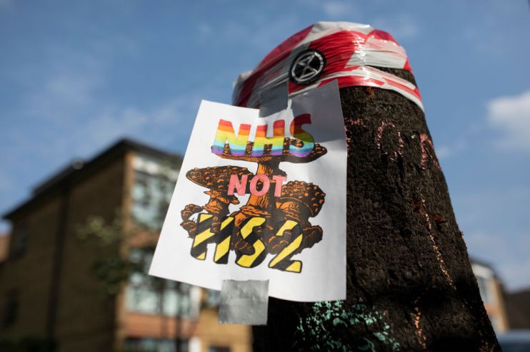 Environmental protestors have this morning targeted HS2 sites across London, including at Euston station, saying that money from the project should be funnelled to the NHS instead.