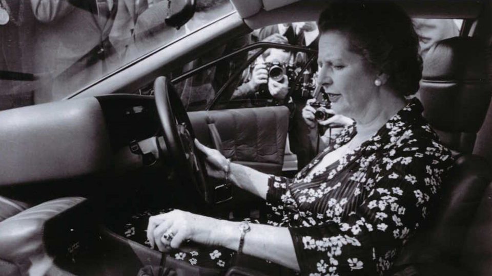 Margaret Thatcher in a Lotus Turbo Esprit