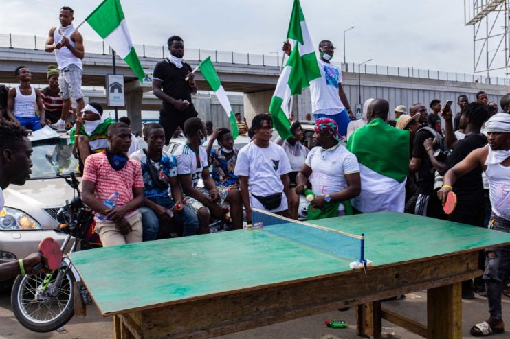 NIGERIA-CRIME-POLICE-DEMO-LOCKDOWN