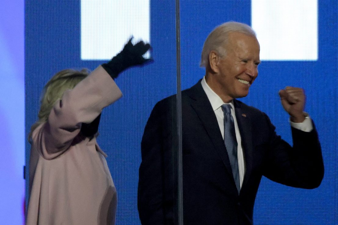 Biden spoke shortly after midnight with the presidential race against Donald Trump still too close to call. (Photo by Win McNamee/Getty Images)