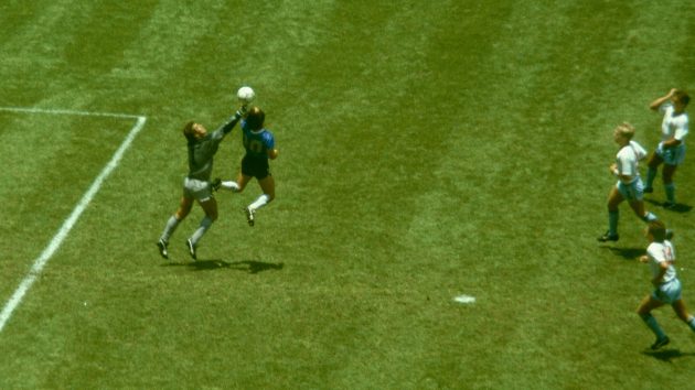 Maradona's most infamous moment in a chequered career was perhaps his handball goal against England at the 1986 World Cup