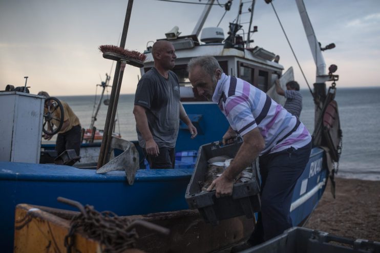 Fishing In The English Channel Off The Coast Of Hastings