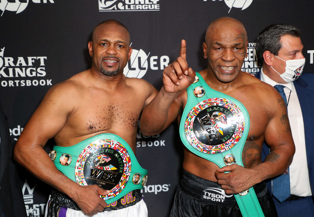 Triller made its first foray into sport by staging and showing Mike Tyson's (R) fight against fellow veteran Roy Jones Jr (L) last month