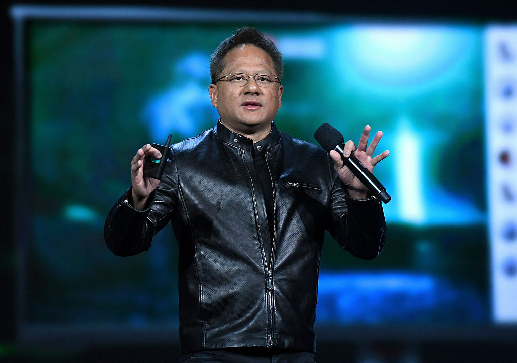 Nvidia founder Jen-Hsun Huang speaking at CES in Las Vegas in 2017