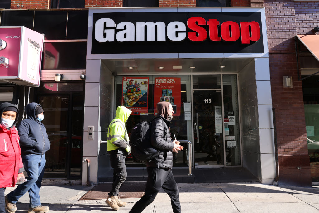 The EU has considered cracking down on short selling in the wake of the GameStop saga. (Photo by Spencer Platt/Getty Images)