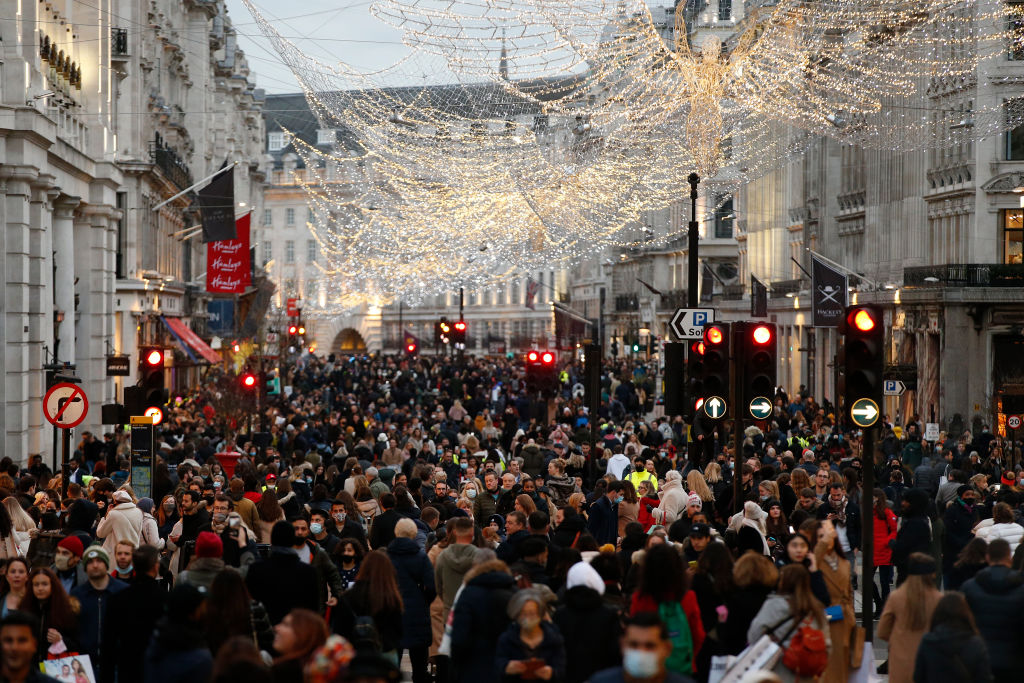 Christmas Shoppers In London's Regent Street