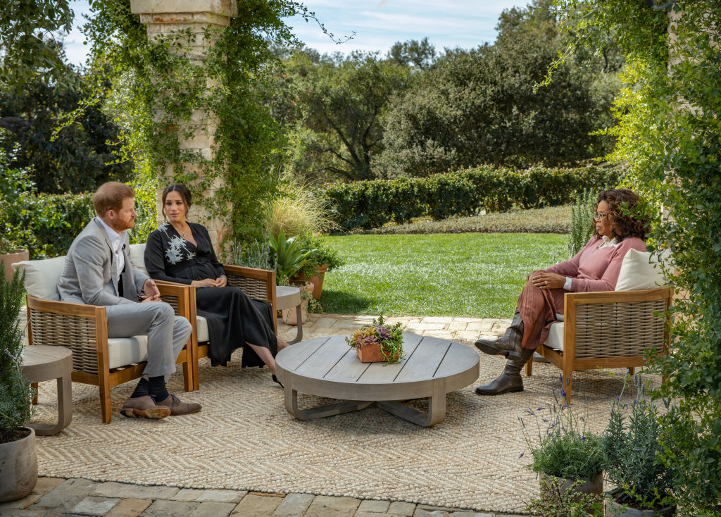 ITV screened the controversial Meghan and Harry interview with Oprah to UK audiences. (Photo by Harpo Productions/Joe Pugliese via Getty Images)