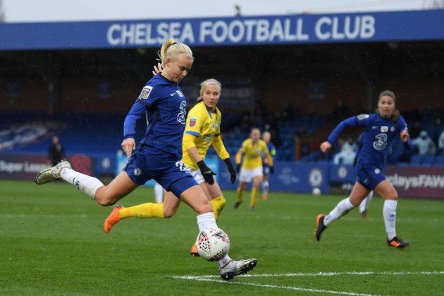 Chelsea's Pernlle Harder is among the current stars of women's football backing McAllister to win next week's vote