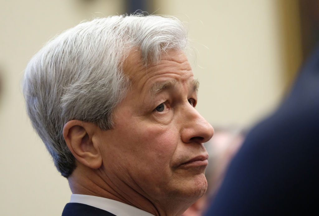 Jamie Dimon, chief executive of JPMorgan at a House Financial Services Committee hearing in 2019.  (Photo by Alex Wroblewski/Getty Images)