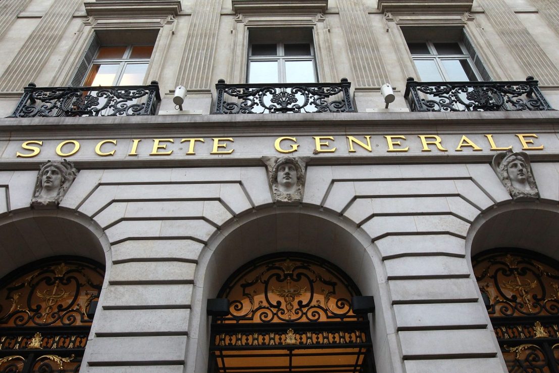 The exterior of a Societe Generale branch on November 21, 2012  in Paris, France. (Photo by Yves Forestier/Getty Images)